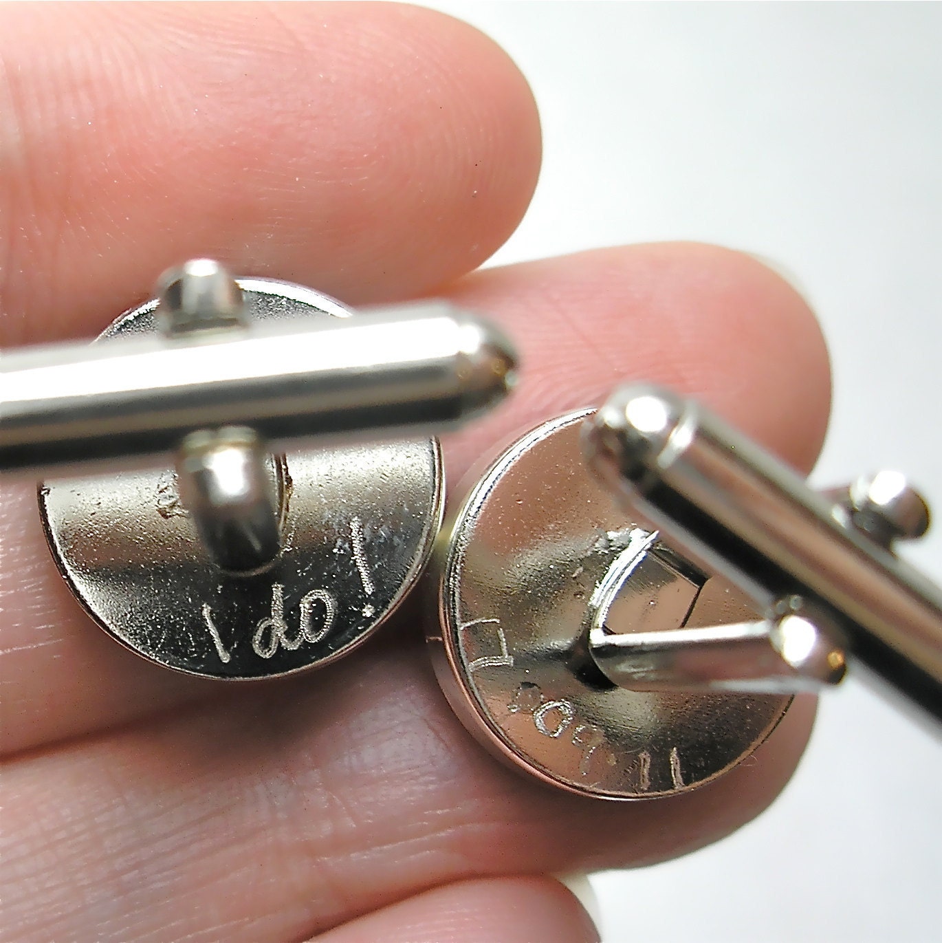 Engraved Cufflinks, I do, Sterling Silver Round Vintage Map Cufflinks. You Select the Journey.