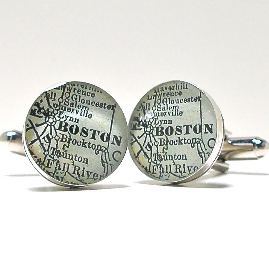 Boston 1899 Antique Map Cufflinks