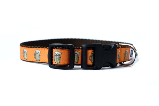 5/8 or 3/4 Inch Wide Dog Collar with Adjustable Buckle or Martingale in Beer an Exclusive Design
