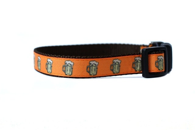 5/8 or 3/4 Inch Wide Dog Collar with Adjustable Buckle or Martingale in Beer an Exclusive Design
