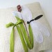 Ring Pillow with Dragonfly. rustic. natural country wedding. ribbon embroidery