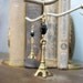 La Seine. Brass and glass Eiffel Tower earrings