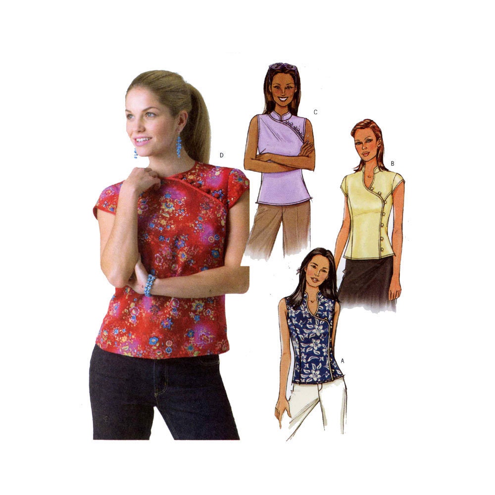 Asian style Cheongsam top sewing pattern Butterick B4188 Bust 34 to 38