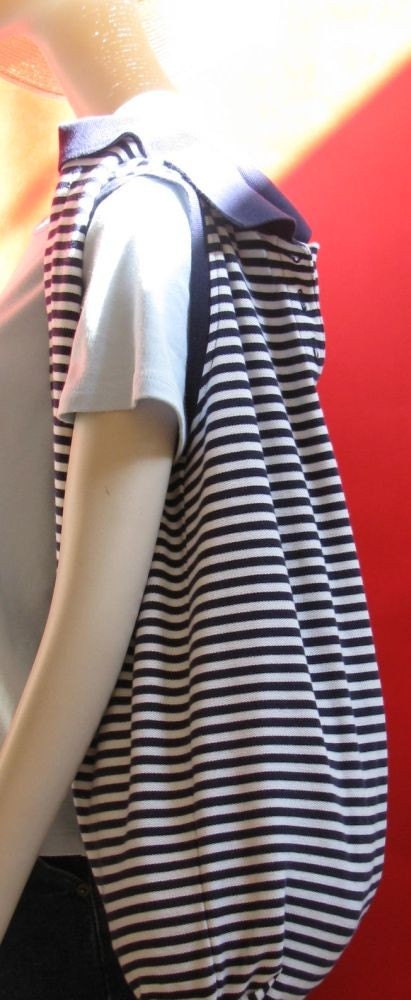Tote Bag Reusable Tote Blue and White Stripes by Fashion Green T Bags