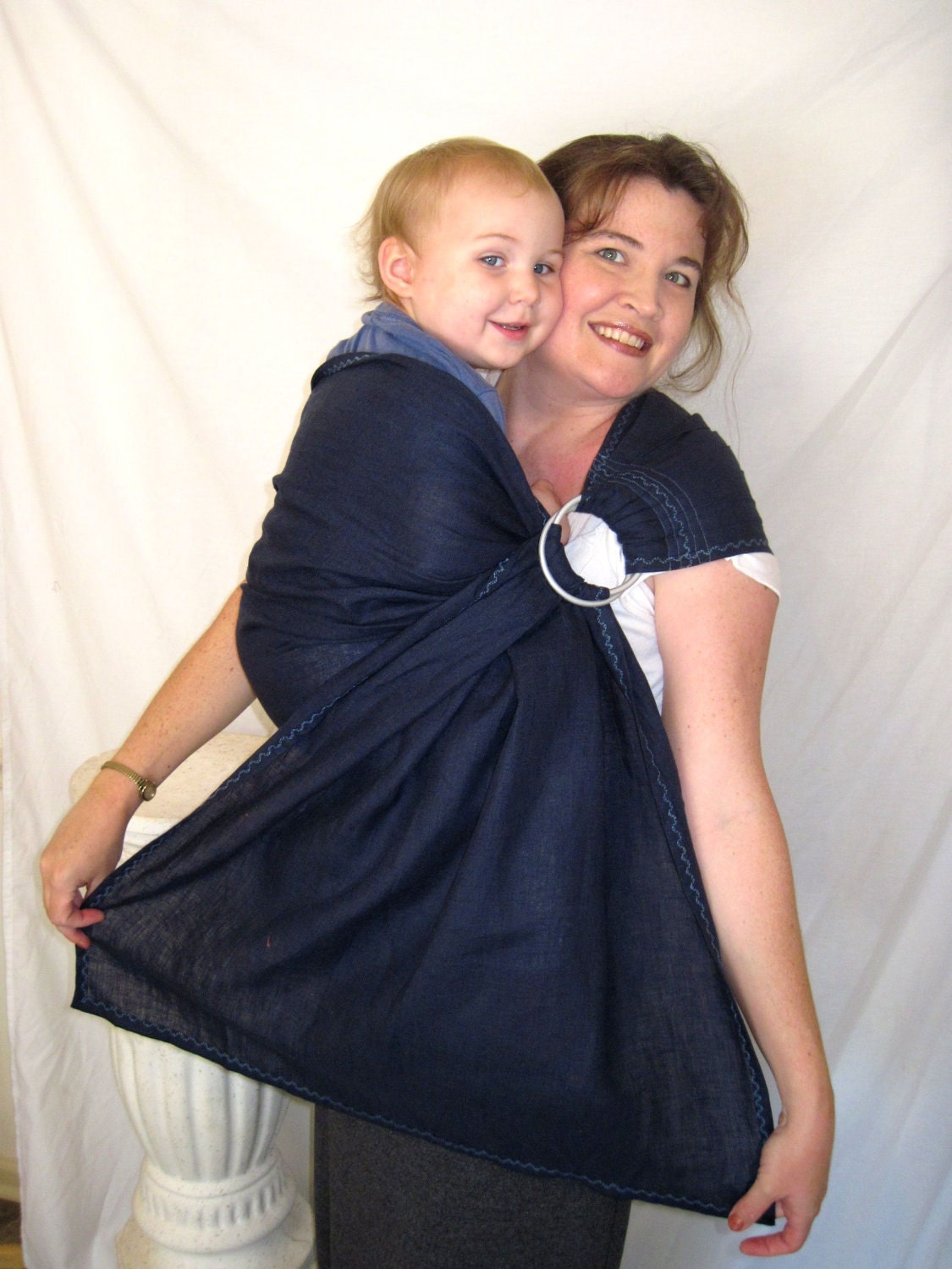 Ring Sling Baby Sling Carrier - Navy Linen - DVD included - wide shop selection
