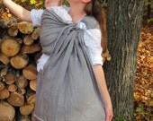 Linen Ring sling Baby Carrier - Pewter color with Ikat handloomed cotton accent - DVD included