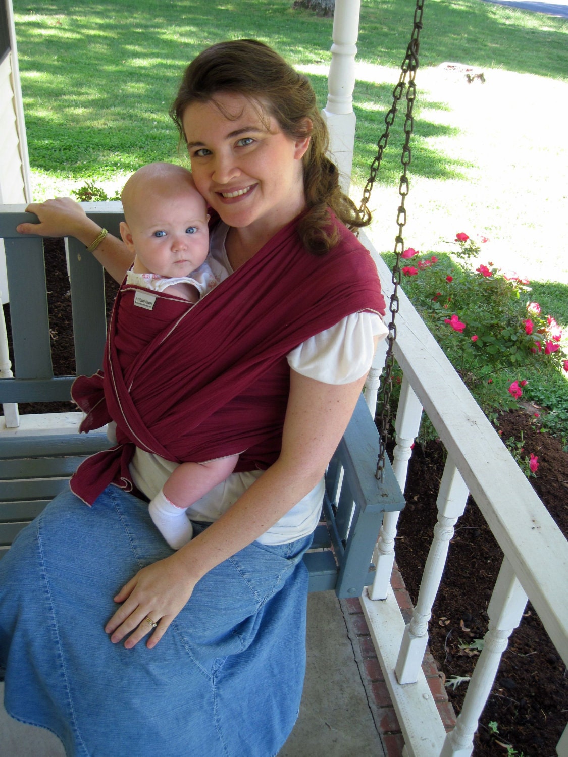Baby Sling Woven Baby Wrap Carrier - Airy Cotton Gauze in Cranberry