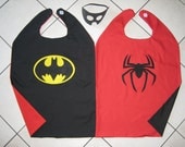 Reversible Batman Spiderman Halloween Costume Cape Boys Mask