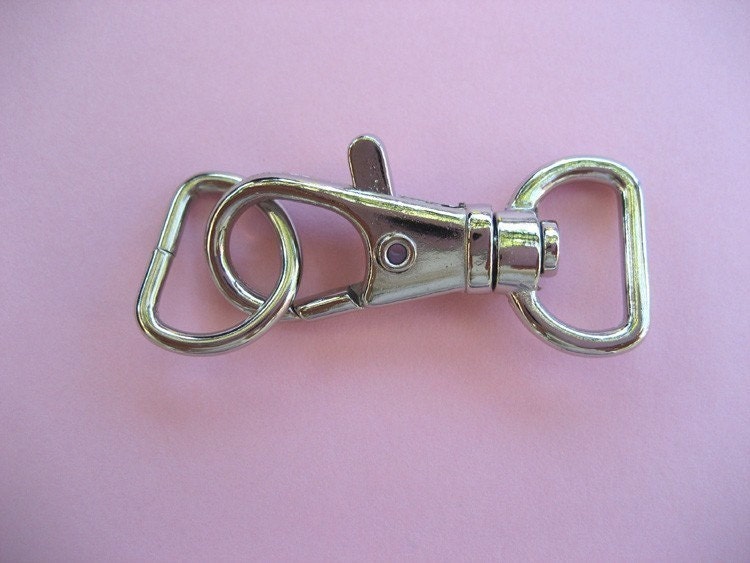 FREE SHIPPING--10 of 1.5 inch with 1/2 inch Loop End Silver/Nickel Swivel Clasps Lobster Claw Hooks and 10 of 1/2 inch Silver/Nickel D-rings