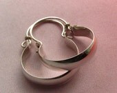 Small Silver Hoops -  Classic Hoop Earrings - Modern Contemporary Earrings  Sterling Silver  Metalwork Jewelry