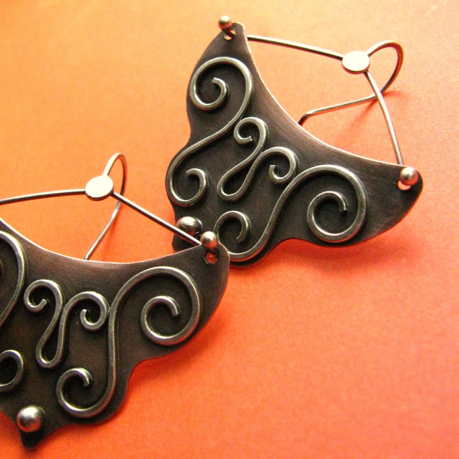 Mixed Metal Earrings - Artisan Ethnic Earrings  - Sterling Silver And Copper Bohemian Jewelry - Perfect For Belly Dance