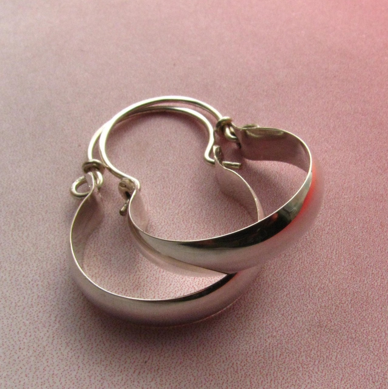 Small Silver Hoops - Classic Hoop Earrings - Modern Contemporary Earrings Sterling Silver Metalwork Jewelry