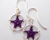 Tiny Stars, purple silk earrings