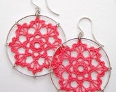 Scallops Doily Earrings, hand-dyed cotton thread