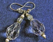 Audrey Swarovski Crystal and Rainbow Moonstone Earrings