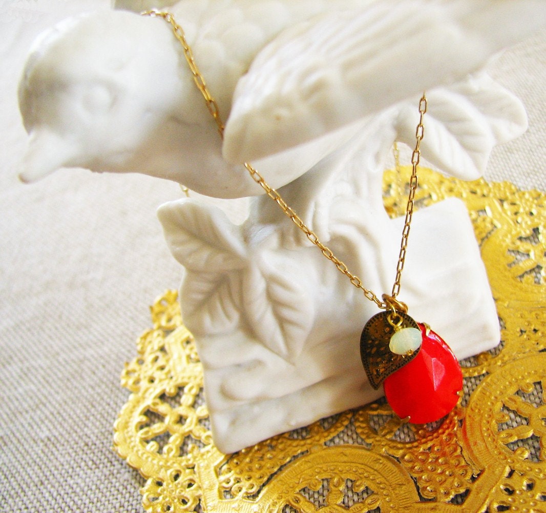 Fancy . Vintage Jewel, Opalite Glass, and Etched Paisley