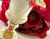 SALE . Write Me Up . Engraveable Medallion, Red Howlite Chips, and Vintage Chain