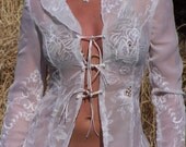 Beautiful White Long Dress Robe, OOAK, Made from Deconstructed Curtains, Great with Anything