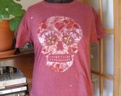 Batik Sugar Skull T-shirt in Clay Red (L)