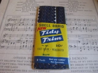 Vintage Navy Blue and Gold Shell Braid Trim ----2  Yards