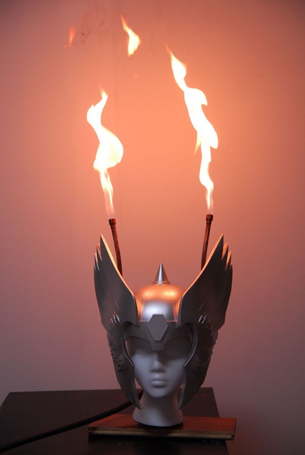 Flaming Helmets with Stand