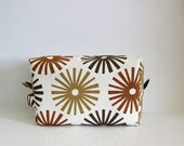 Large box Pouch inner zip pocket -- knitting project bag -- cosmetic case