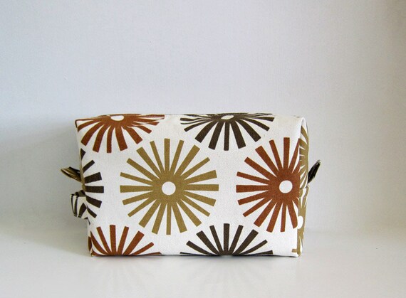 Large box Pouch inner zip pocket -- knitting project bag -- cosmetic case