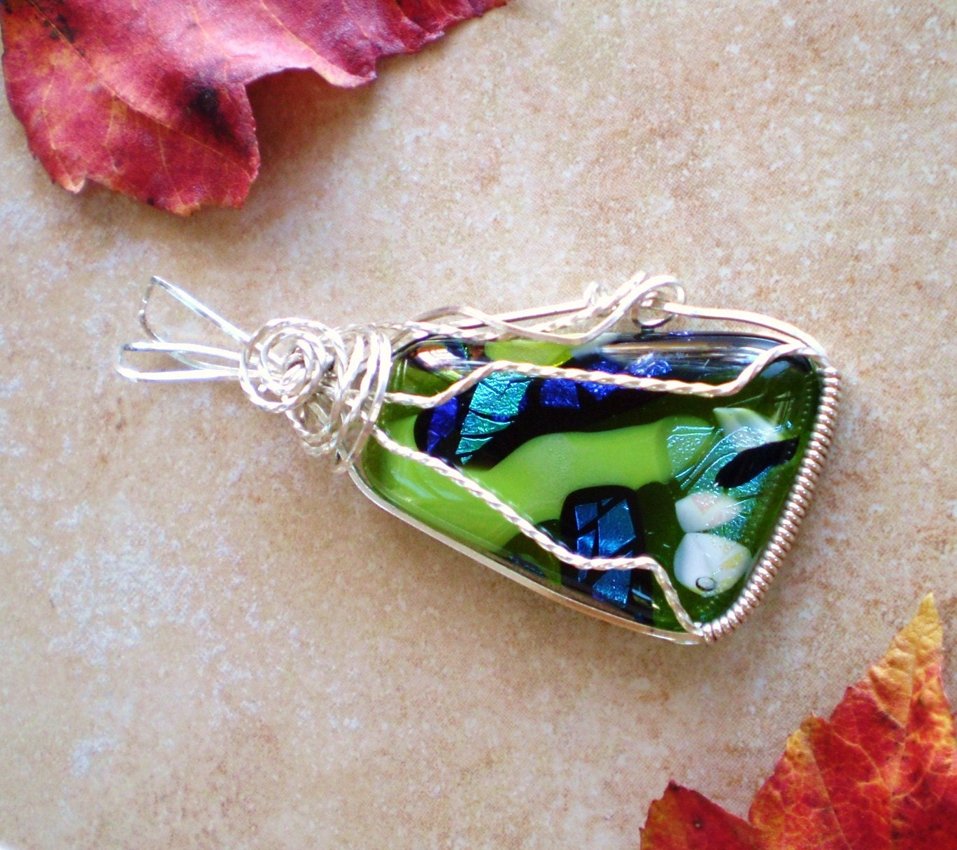Dichroic Glass Twisted Summer Pendant