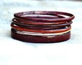 S A L E - Handmade Bangle Set - 'Cuppa' Chocolate Coffee Tones - Enamel Bracelets