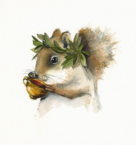 squirrel art- wine, greek, -Dionysus - Squirrel Art