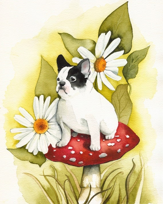 Forest Frenchie-dog art, french bulldog