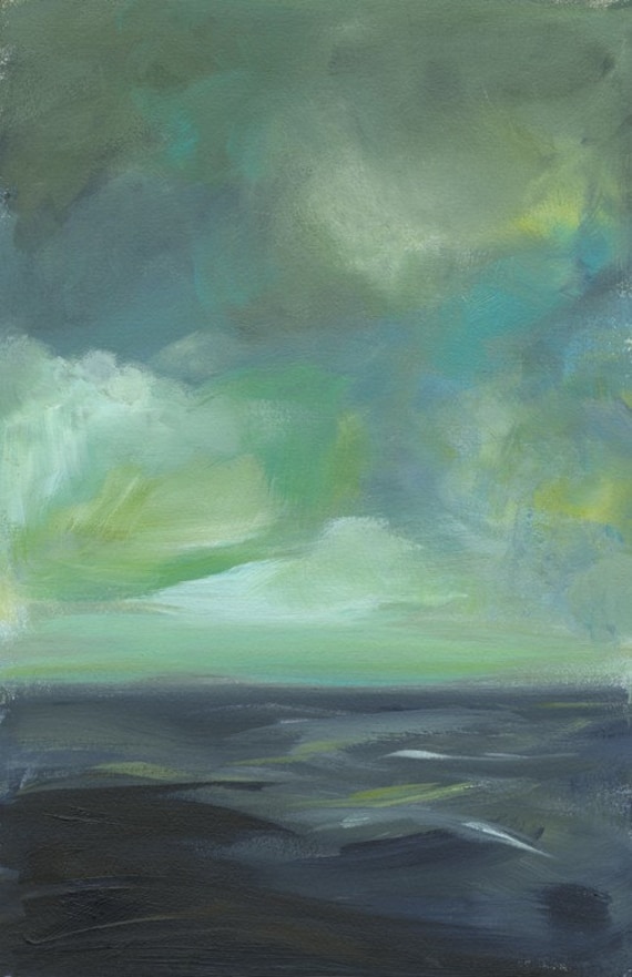 beach home, beach house decor, coastal, cottage, "Sea in Blue and Green" Archival Print, art, landscape, abstract, art