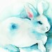 animal art, rabbit art, "Blue" Large print- children, nursery decor