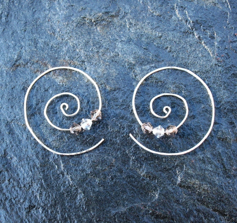 Sterling Silver Filled Spiral Earrings with Swarovski Accents
