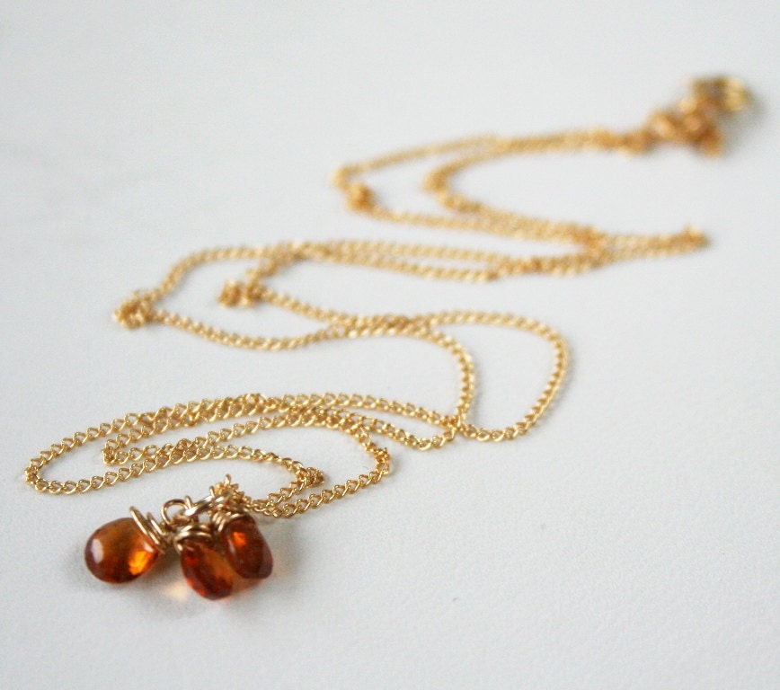 Hessonite Garnet Trio on 14k Gold Filled Chain