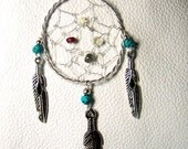 Mothers Necklace - custom personalized with birthstones - Sterling Silver Dreamcatcher Necklace - Dreamcatcher Pendant with Chain