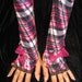 Plaid Pink & Black Arm Warmers -Gothic Dark Tribal Costume Yoga Cycling Emo Fingerless Gloves