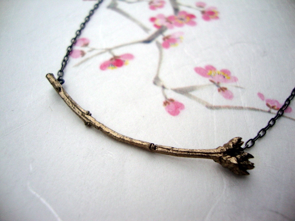Lilac bud necklace cast in Bronze
