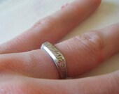 Womens 14k white gold textured wedding band with white sapphires