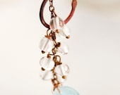 Water Necklace Murano glass drops and vintage glass lariat