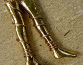 Copper wire wrapped pewter leg charms doll parts  ready for you to finish quantity one set  drw1