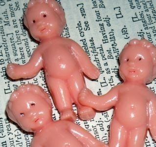 plastic babies ten  supplies for jewelry craft assemblage cute little guys naked LOT