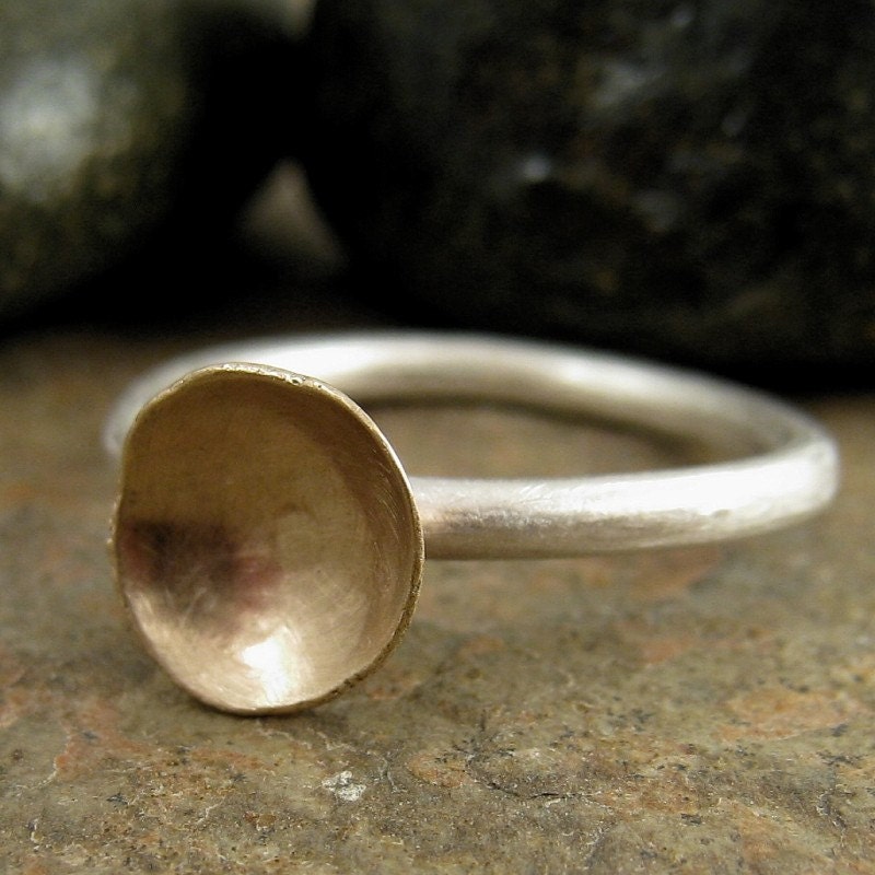 Solid gold and sterling silver ring. Modern jewelry, silver and gold jewelry, stacking ring