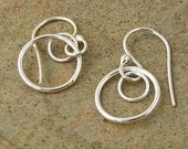 Minimalist Sterling Silver Earrings Modern Circle Earrings Simple Silver Dangle Earrings Small