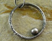 Rustic sterling silver man necklace, O pendant, recycled silver, mens silver necklace, man fashion accessory