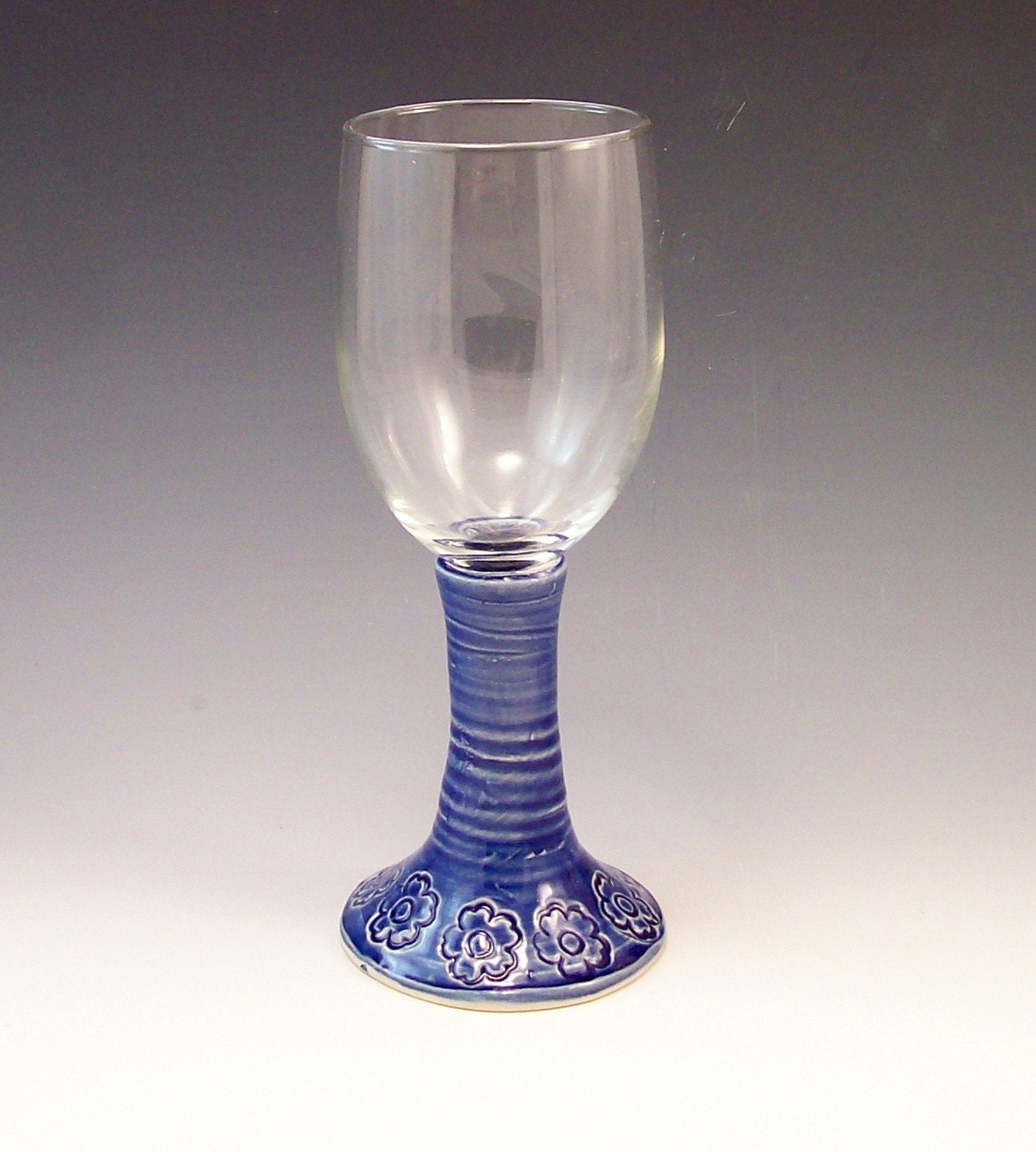 Wine Glass in Royal Blue / Hand Made Pottery