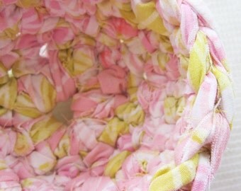 Sweet Petite Upcycled Vintage Sheet Bowl (Pink Lemonade)