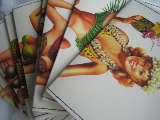 Slim Wallet- HAWAII PINUP GIRL Postcard- Choose 1