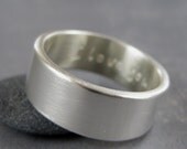 Personalized chunky sterling silver ring with brushed finish - 8mm wide