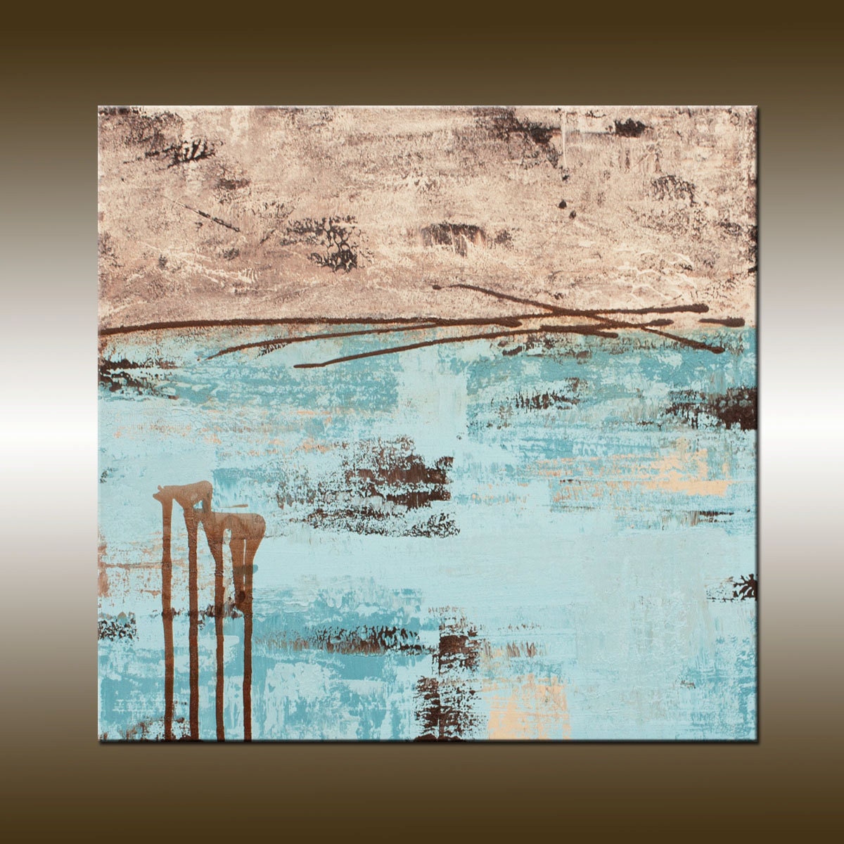 SALE - See Description - Original Abstract Art Painting, Acrylic Canvas Modern Art - Title, Lithosphere 60 by Hilary Winfield - 18x18 Inches